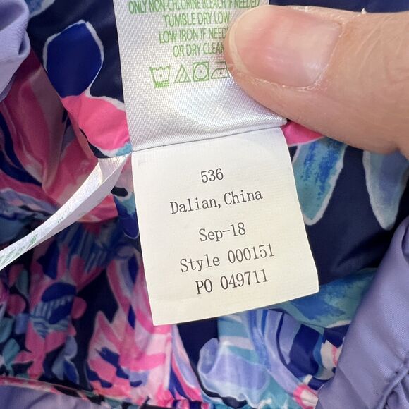 Lilly Pulitzer Girls‎ Caylee Lavender Puffer Vest Floral Lined Ruffle Medium 6/7 - Picture 4 of 7